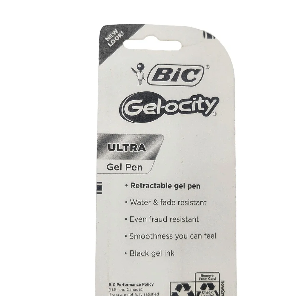 2x Bic Gel-ocity Retractable Gel Pen Medium 0.7 mm Ultra Water Resistant 2‎ Pack